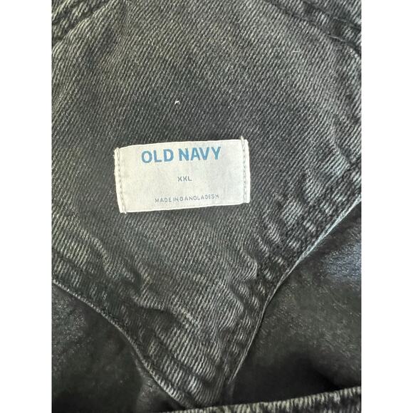 Old Navy Cotton Slouchy Straight Non-Stretch Black Jean Short Overalls Sz XXL - Picture 7 of 8